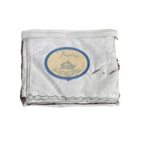 Vintage Keeco Queen Flat sheet 100% Cotton Embroidered Tulip Collection 90”x102”